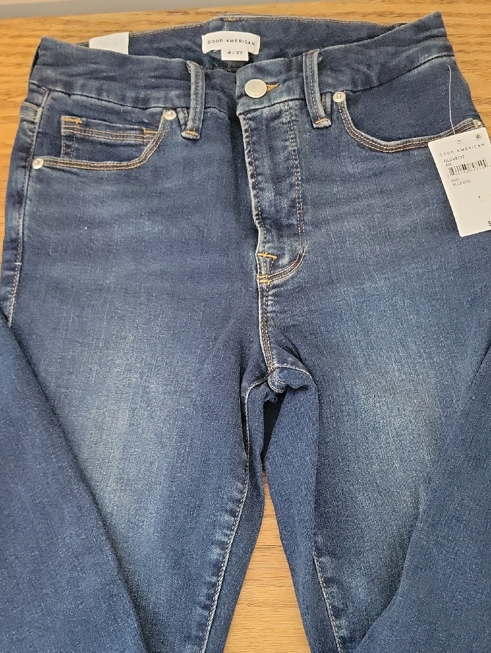 NWT Good American Good Legs 4/27 Skinny Sculpting Dark Wash Extra Stretch